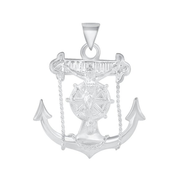 925 SILVER ANCHOR W/ HANGING JESUS PENDANT LW